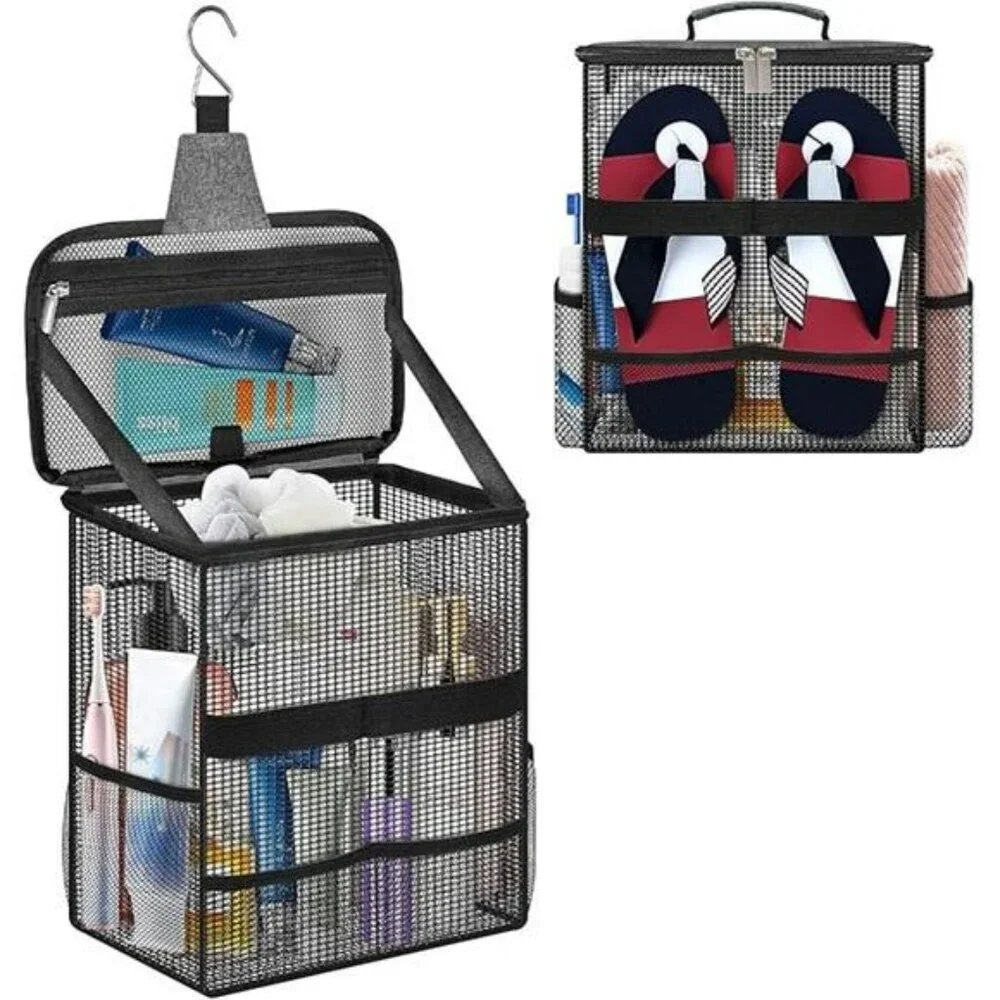 Large mesh shower caddy tote bag bathroom organizer travel gym dorm camping